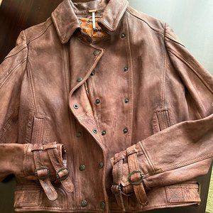 FREE PEOPLE Avis Leather Jacket : Size L